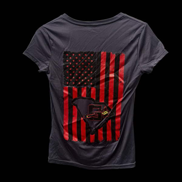 Gilbert Indians 803 Special Edition Performance Ladies Vneck Distressed Flag Tee