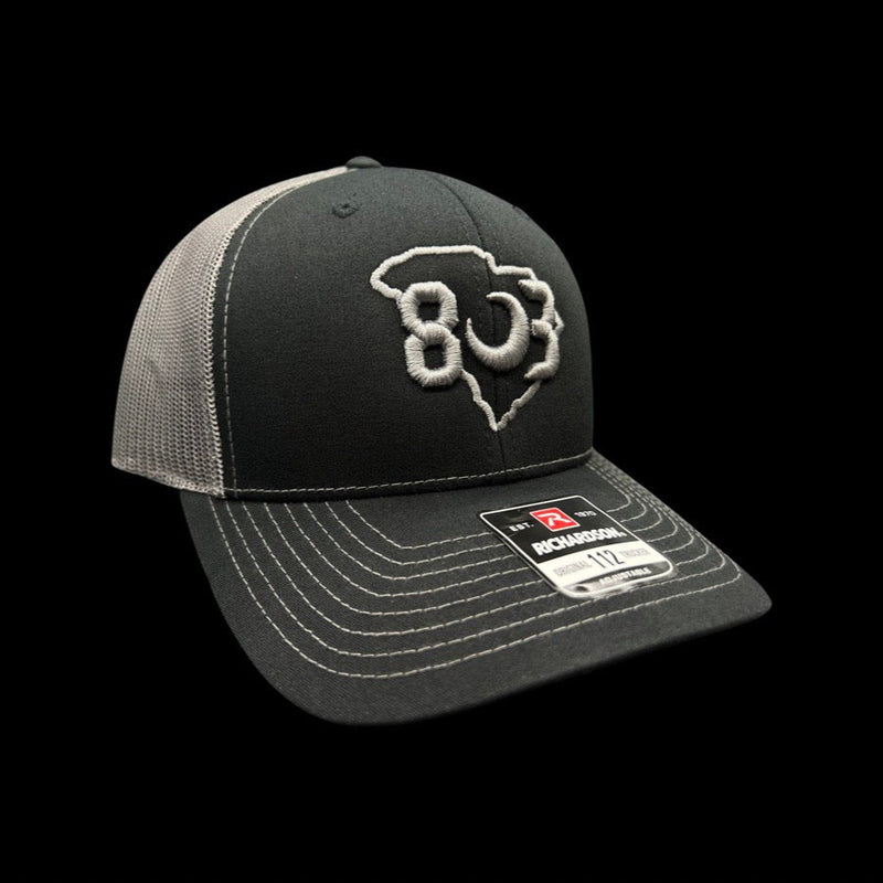 803 Richardson Charcoal Black Trucker Hat