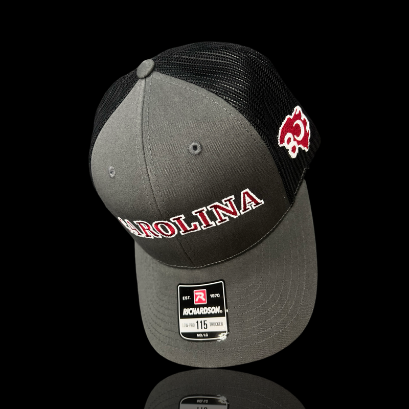 803 Richardson Carolina Charcoal Black Low Profile Trucker Hat