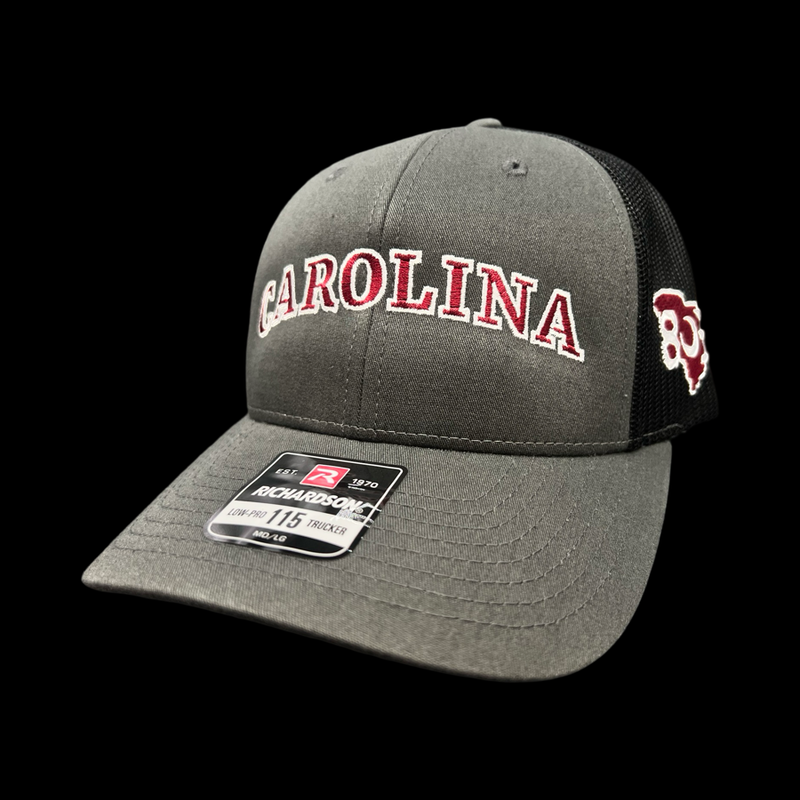 803 Richardson Carolina Charcoal Black Low Profile Trucker Hat