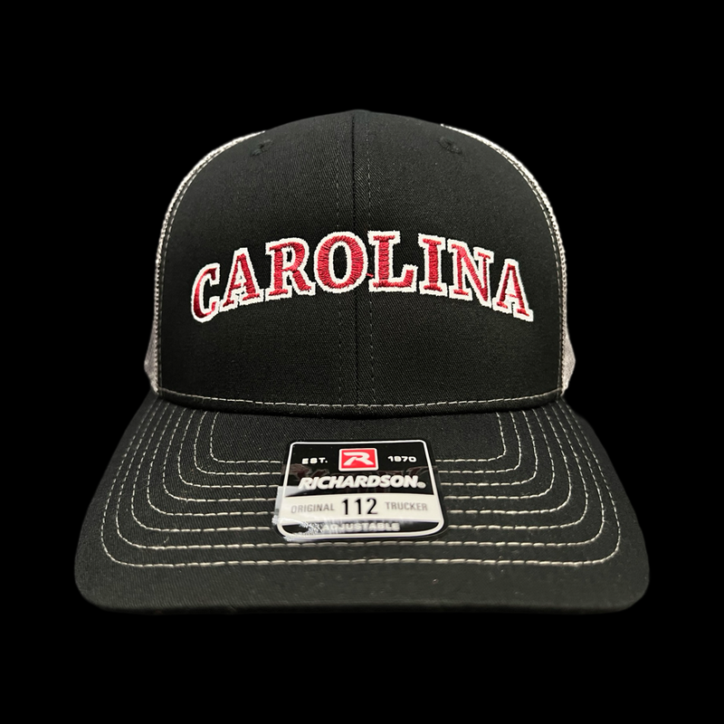 864 Richardson 112 Snapback Carolina Black Steel Trucker Hat