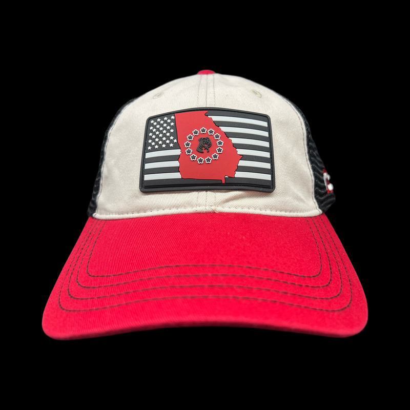 Richardson 111 Hometown Georgia Red Stone Black Football Relaxed Trucker Hat