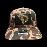 843 Richardson Bark Brown Duck Camo Blackout Performance Patch Lowcountry Trucker