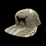 803 3D Lost Dog Black Lab Bottomland 7 Panel Flatbill Hat