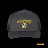 **SCRIPT TRUCKER** Gray Collegiate Script Logo Charcoal Black Special Edition Snapback Hat