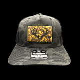 803 Black Duck Camo Antlers PVC Performance Patch Trucker Hat