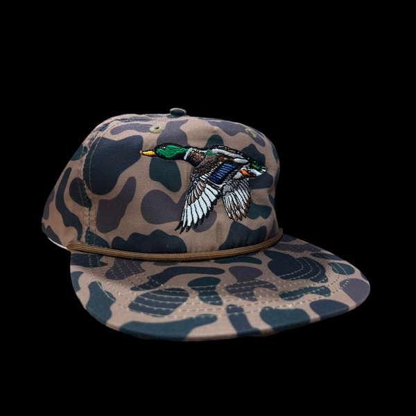 Lost 803 Duck Camo Flatbill Chocolate Relaxed Waterfowl/Mallard Rope Hat