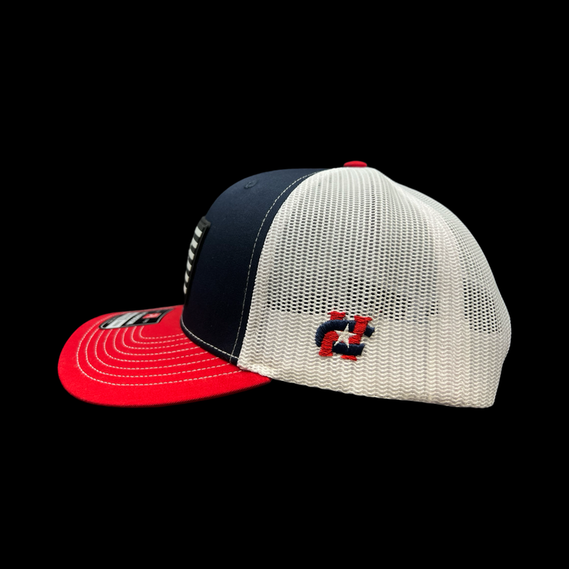 Richardson 112 Hometown Georgia Baseball Red Navy Baseball Performance Trucker Hat