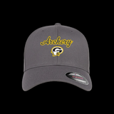 PRE_SALE: **SCRIPT FLEXFIT COTTON** Gray Collegiate  Script Logo Charcoal  Special Edition Fitted Hat