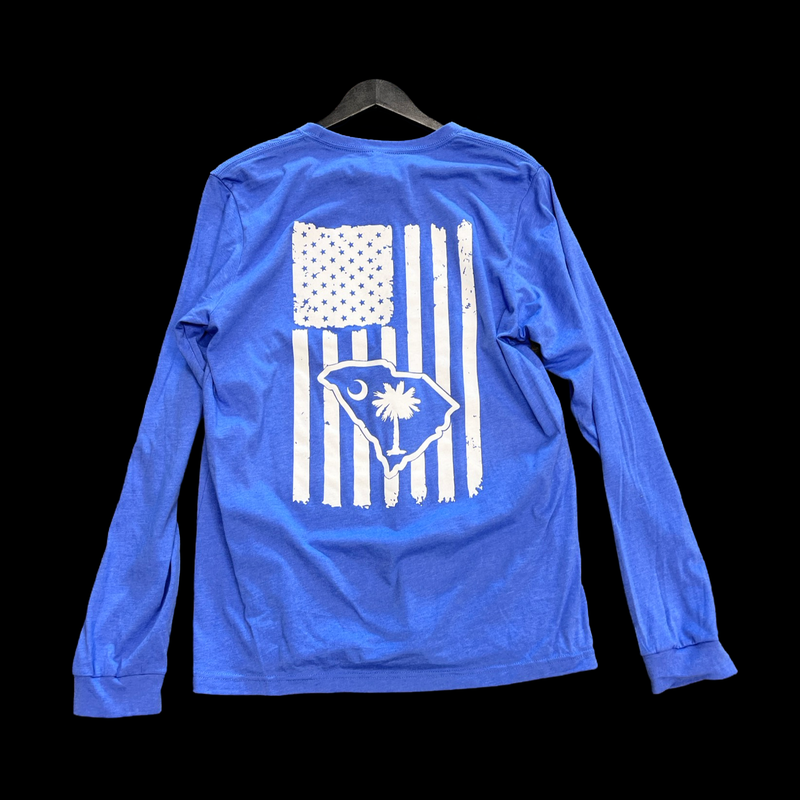 Hometown 803 Columbia Blue Distressed Flag Long Sleeve Tee