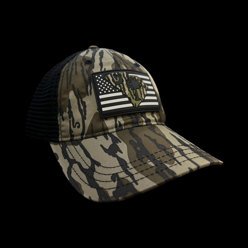 Richardson Bottomland Camo Performance PVC Patch Relaxed Trucker Hat