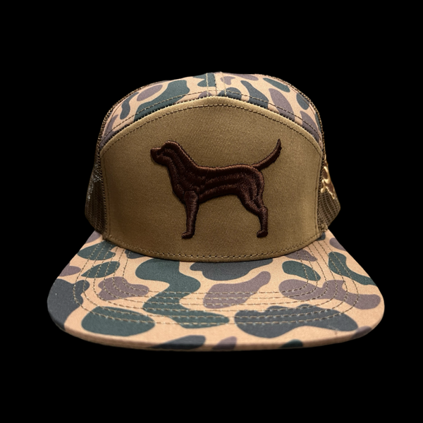 803 3D Lost Dog Oldscool Camo 7 Panel Flatbill Hat