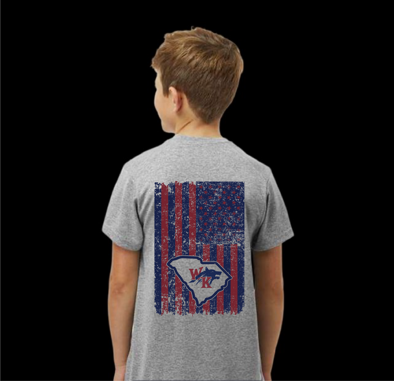 White Knoll T-Wolves Youth 803 Special Edition Performance Distressed Flag Tee