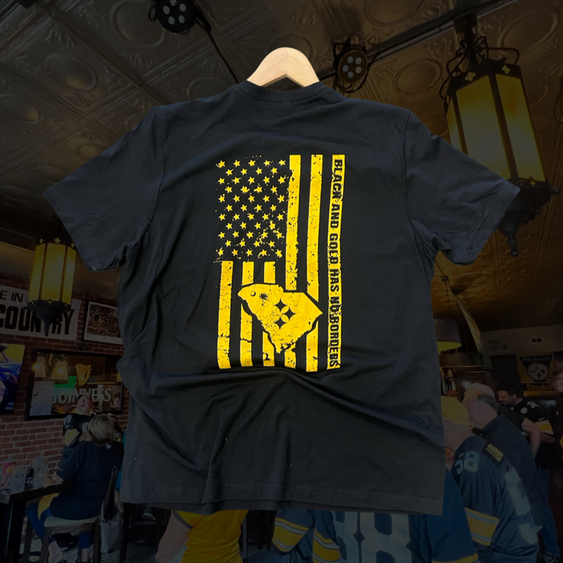 Distressed Flag Tee - Black & Gold Has No Borders