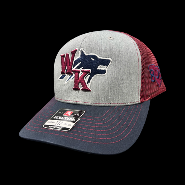 White Knoll Timberwolves 803 Special Edition Navy Heather Maroon Trucker Hat