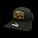 803 Black Old School Camo Antlers PVC Performance Patch Trucker Hat