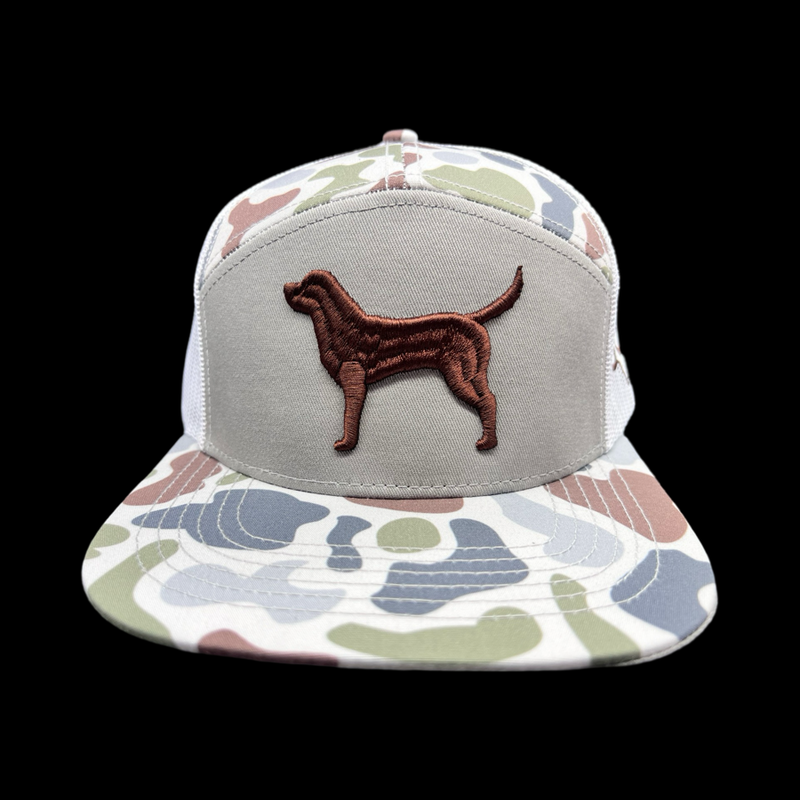 Lost 803 White Sand Brown Lab Flat Bill Camo Hat