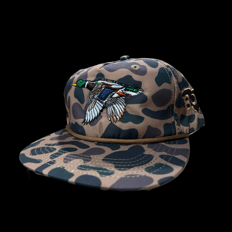 Lost 803 Duck Camo Flatbill Chocolate Relaxed Waterfowl/Mallard Rope Hat