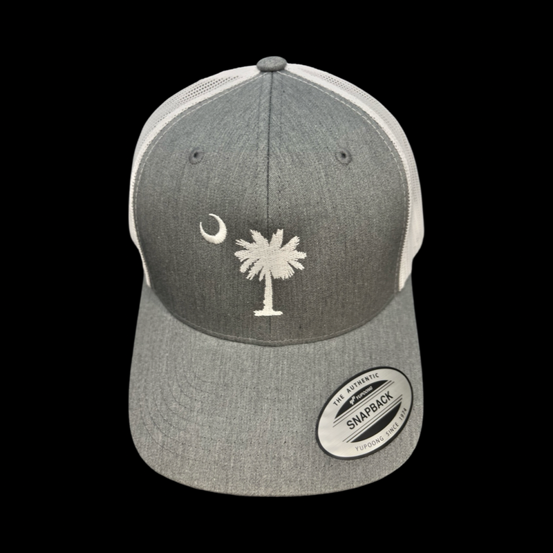 Yupoong 1776 Palmetto Moon Heather Grey White Trucker Hat