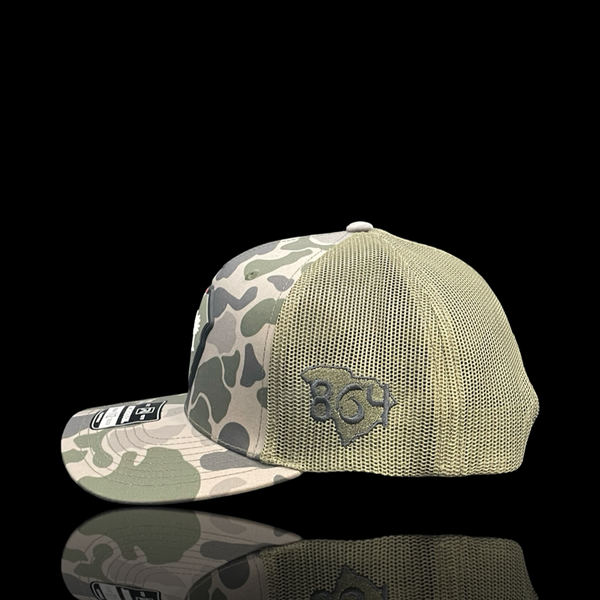 864 Richardson Marsh Duck Camo Betsy Ross Performance PVC Trucker