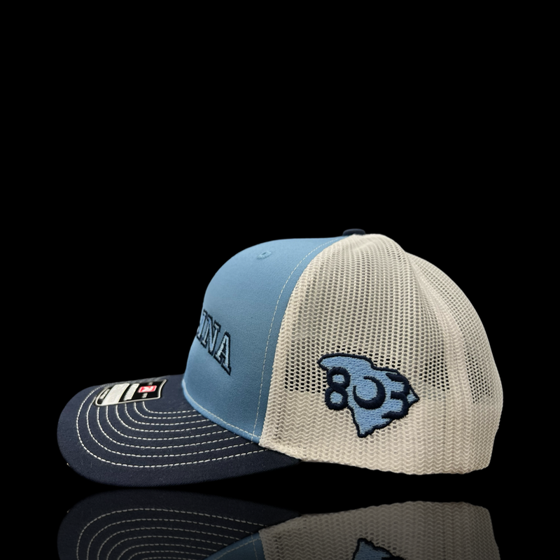 803 Richardson Carolina Navy Light Blue White Trucker hat