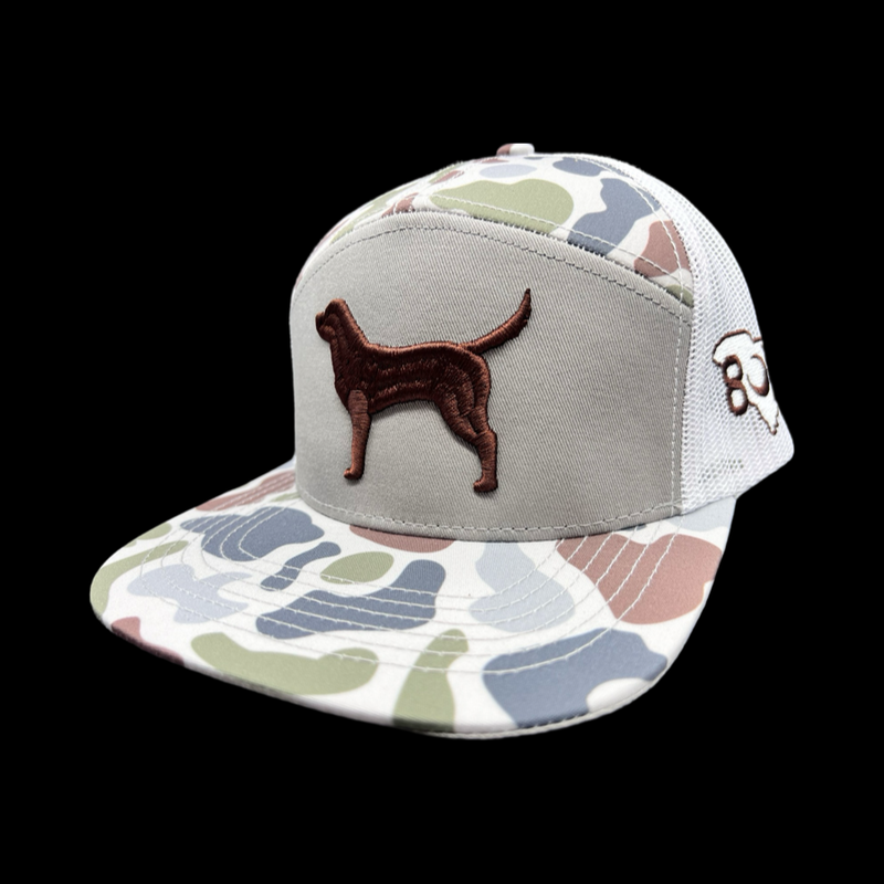 Lost 803 White Sand Brown Lab Flat Bill Camo Hat