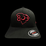 803 Flexfit Carolina Black Widow Garnet Fitted Mesh Hat