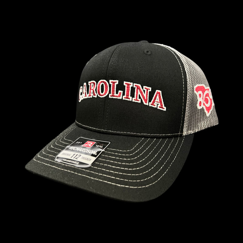 864 Richardson 112 Snapback Carolina Black Steel Trucker Hat