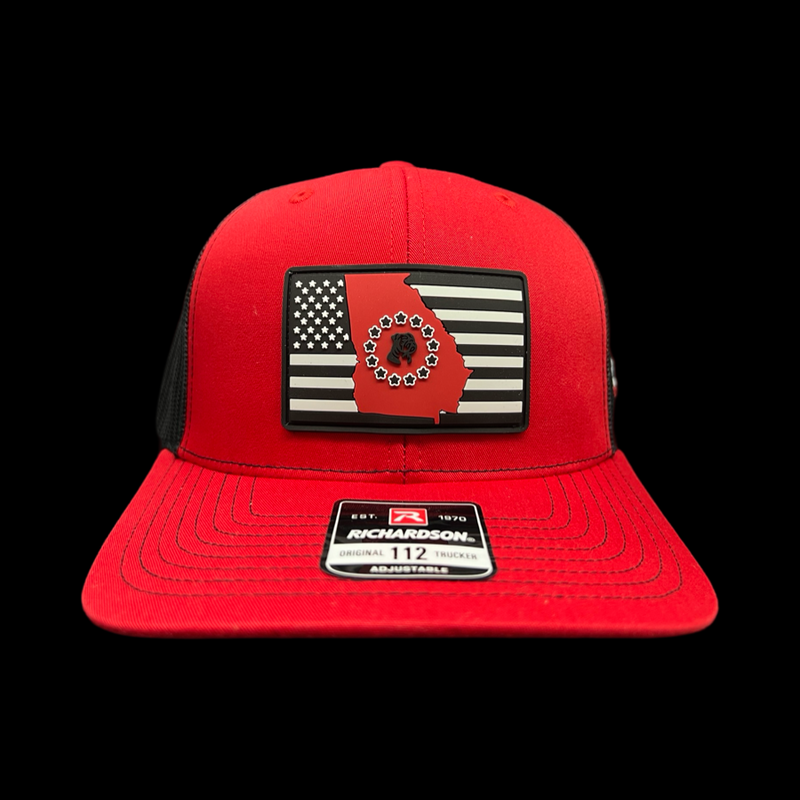 Richardson 112 Hometown Georgia Football Red Black Performance Trucker Hat