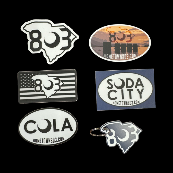 Hometown 803 sticker and key chain pack