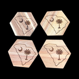Palmetto Moon State Acacia Wood Laser Etched Coaster Set