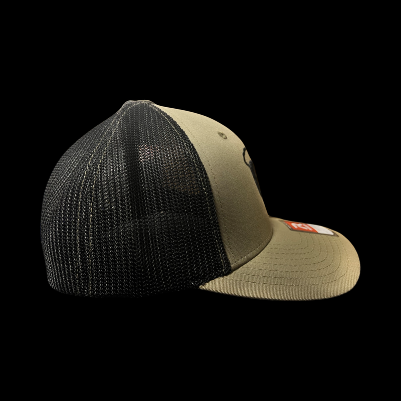 864 Richardson Flex Loden Black Fitted Mesh Trucker Hat