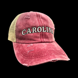 803 Carolina Garnet Pony Tail Criss Cross Relaxed Trucker Hat
