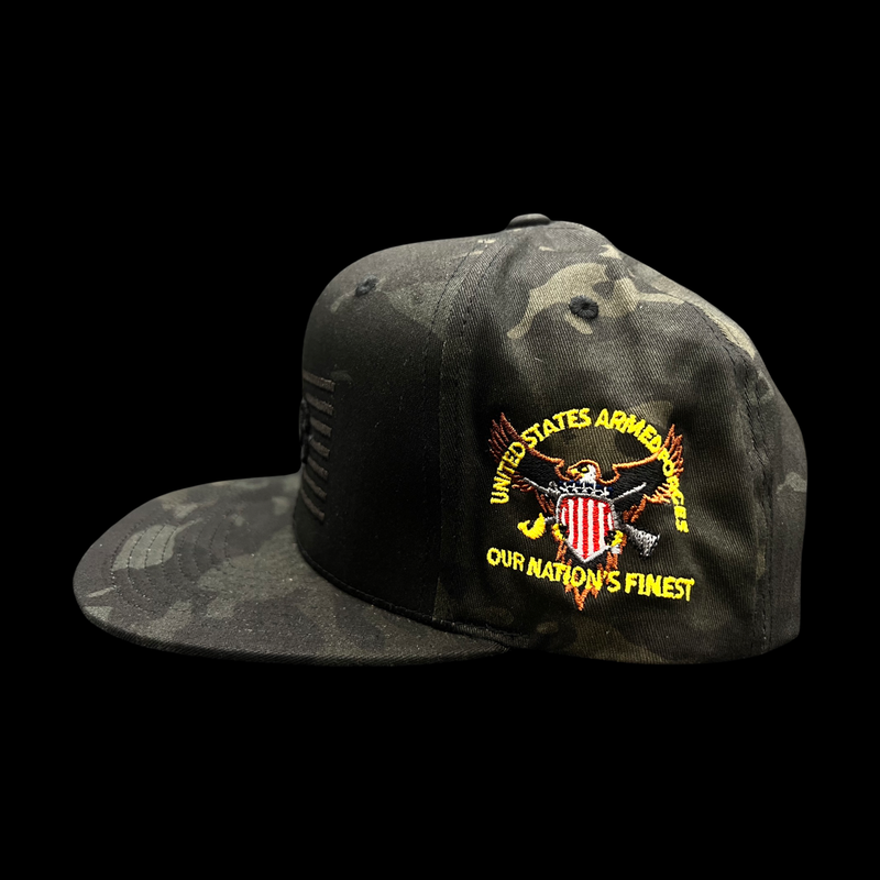 803 America Veterans Black Camo Flatbill Hat