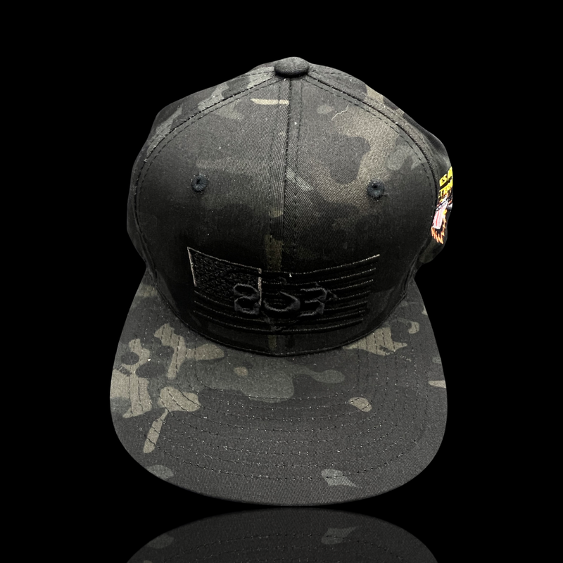 803 America Black Camo Military Flatbill Hat