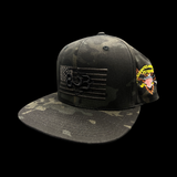 803 America Black Camo Military Flatbill Hat