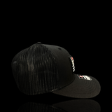 Richardson 115 Low Profile Black Performance PVC Vintage BW Garnet Trucker Hat