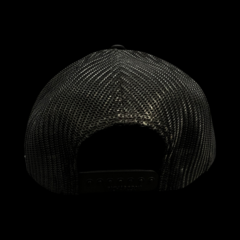 Richardson 115 Low Profile Black Performance PVC Vintage BW Garnet Trucker Hat