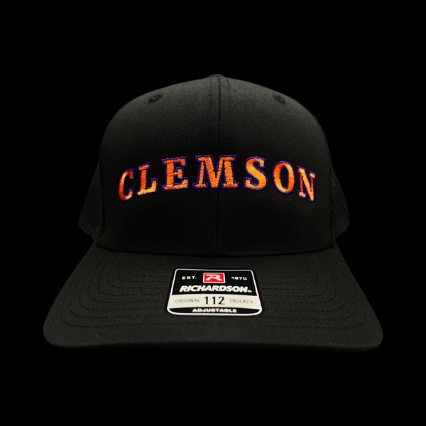 Richardson Clemson Script Black Trucker Hat