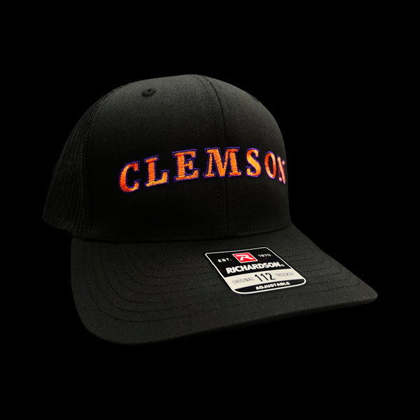 Richardson Clemson Script Black Trucker Hat