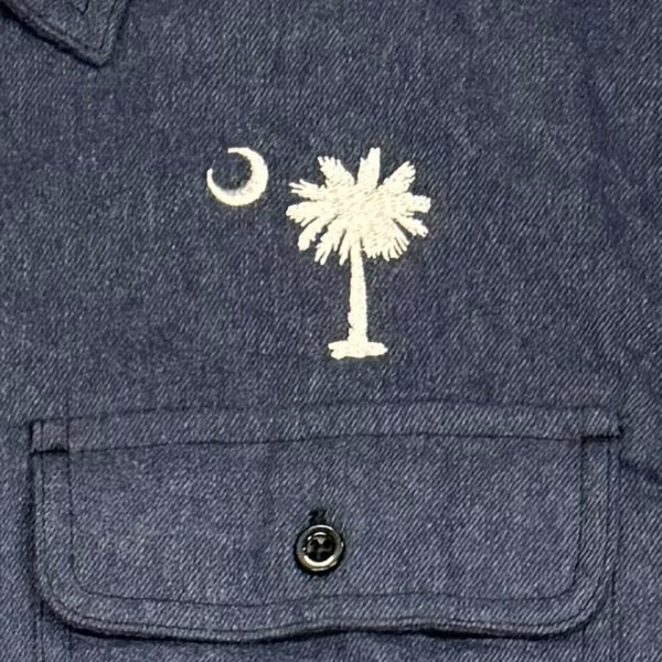 Navy Palmetto Moon Flannel