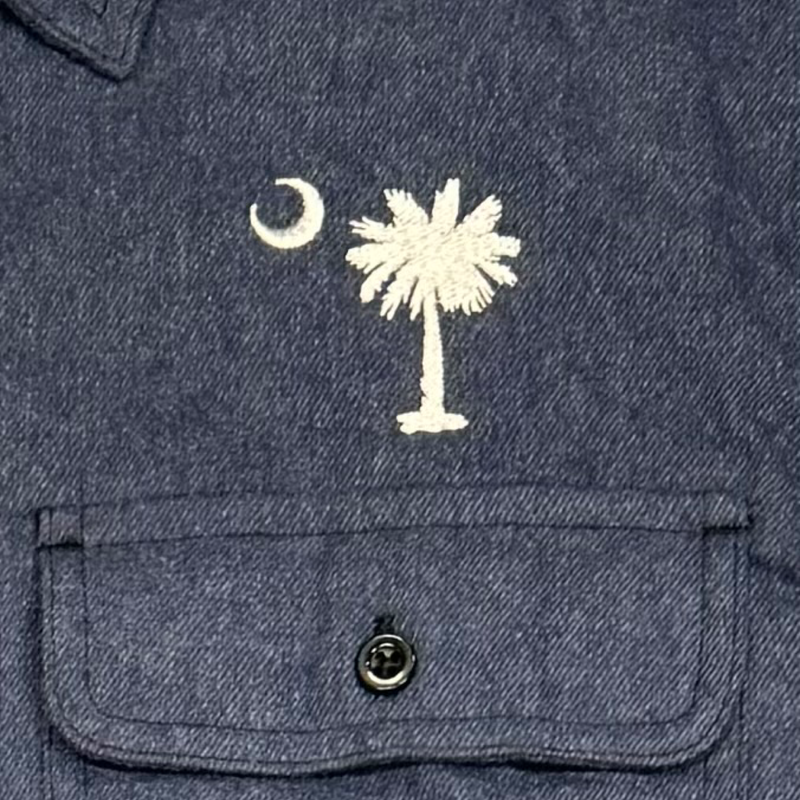 Navy Palmetto Moon Flannel