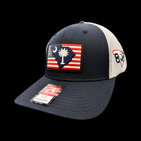 803 Richardson Navy Performance PVC Patch Fitted Trucker Hat