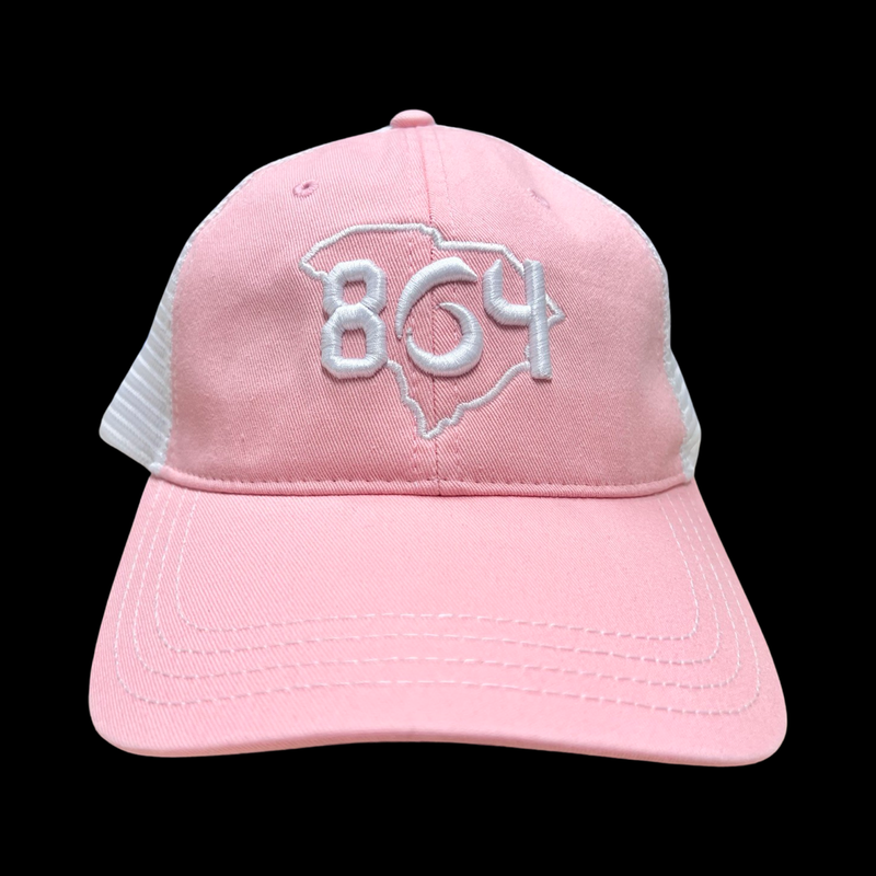864 Richardson Pink White Adjustable Relaxed Fit Trucker Hat