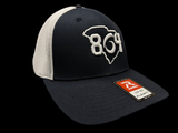 864 Richardson Navy White Fitted Flexfit Trucker Hat