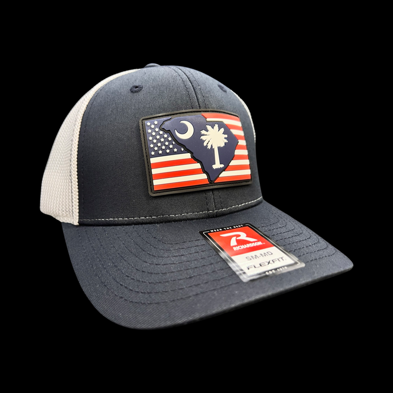 843 Richardson Navy Performance PVC Patch Fitted Trucker Hat