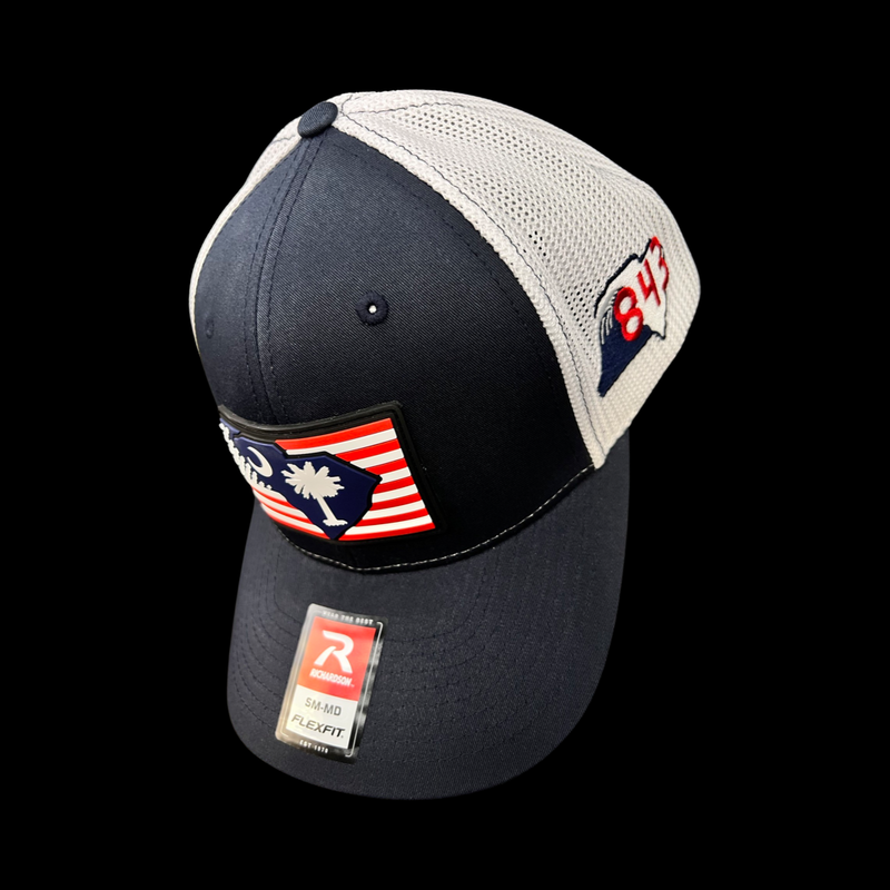 843 Richardson Navy Performance PVC Patch Fitted Trucker Hat