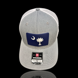 843 Lowcountry Richardson Heather White Navy Performance PVC Patch Trucker Hat