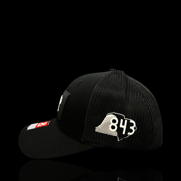 843 Richardson Blackout Peformance PVC Patch Fitted Trucker Hat
