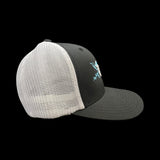 803 Flexfit Lake Murray Life Charcoal White Fitted Mesh Trucker Hat